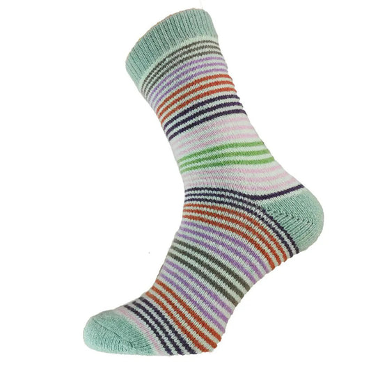 8-12 Wool Blend Socks (Stripes on Green)