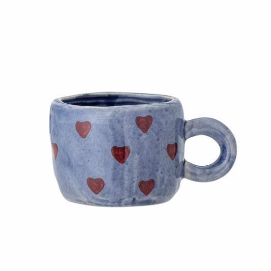 Nini Stoneware Cup Hearts On Blue