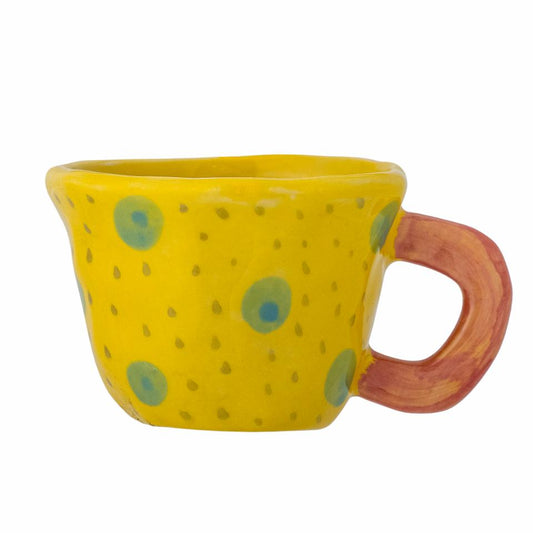Nini Stoneware Cup Green Spots On Yellow