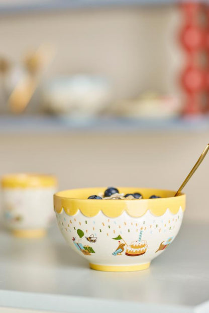 Celebrate Stoneware Bowl (Yellow)