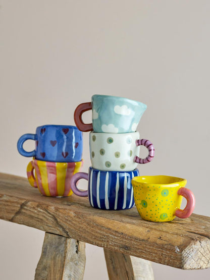 Nini Stoneware Cup Hearts On Blue