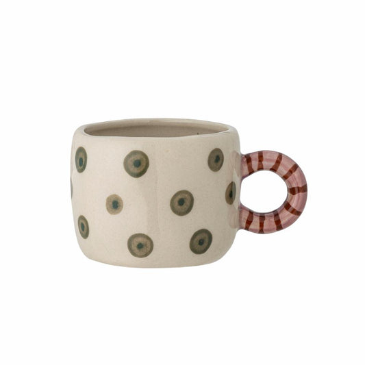 Nini Stoneware Cup Green Spots On White