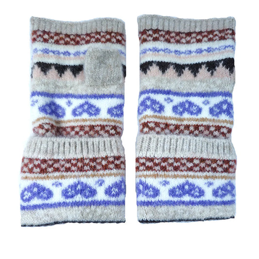 Nordic Heart Fingerless Gloves (Fawn)