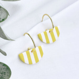 Half Moon Hoop Earrings Lime Green