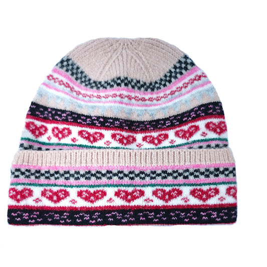 Nordic Heart Hat (Pale Pink Top)