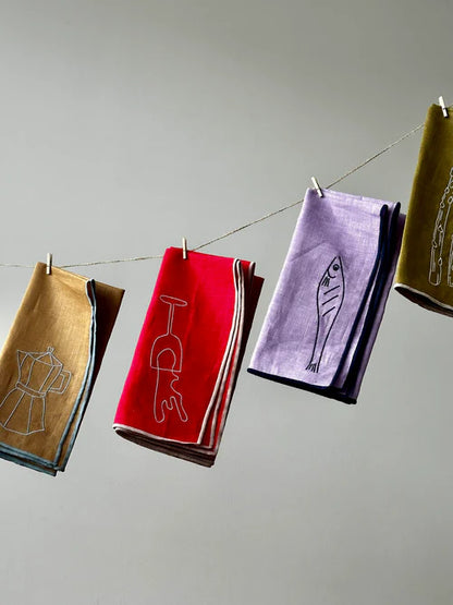 Maegen 2pk Linen Napkins Fish