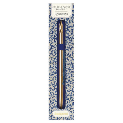 24k Gold Plated Ballpoint Pen Blue Tassel