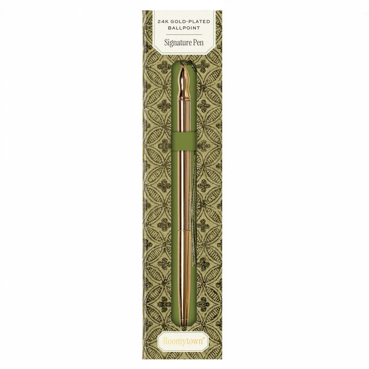 24k Gold Plated Ballpoint Pen Green Tassel
