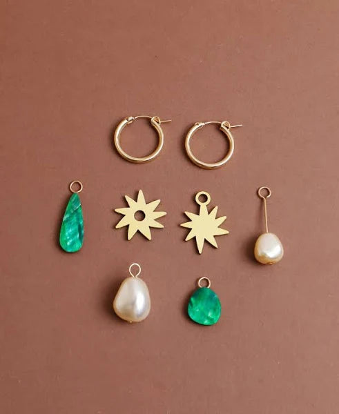 Wolf & Moon Kara Star Charm Hoop Earrings
