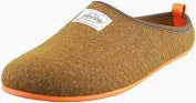 Mens Flat Felt Slippers Khaki/Orange 42