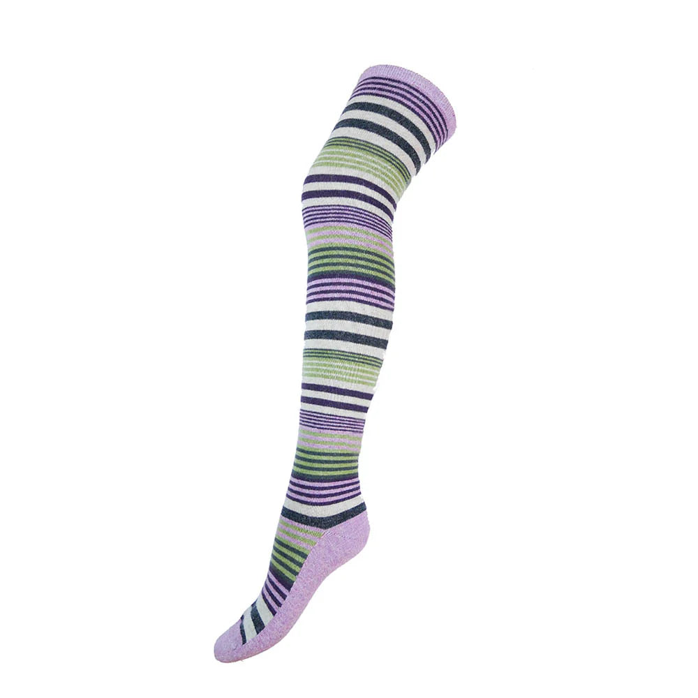 4-7 Over Knee Stripes Purple & Green