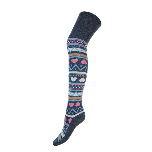 4-7 Over The Knee Wool Blend Socks Heart Pattern