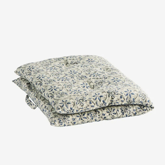 COLLECTION ONLY! Handled Cotton Mattress Cushion (White/Blue/Grey)