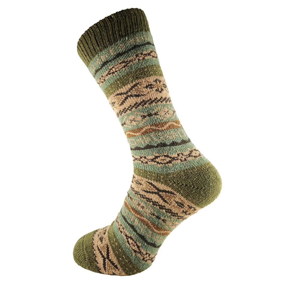 8-12 Cosy Socks Fairisle (Green)