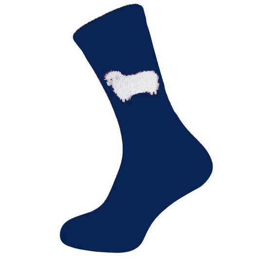 8-12 Wool Blend Socks Sheep (Dark Blue)