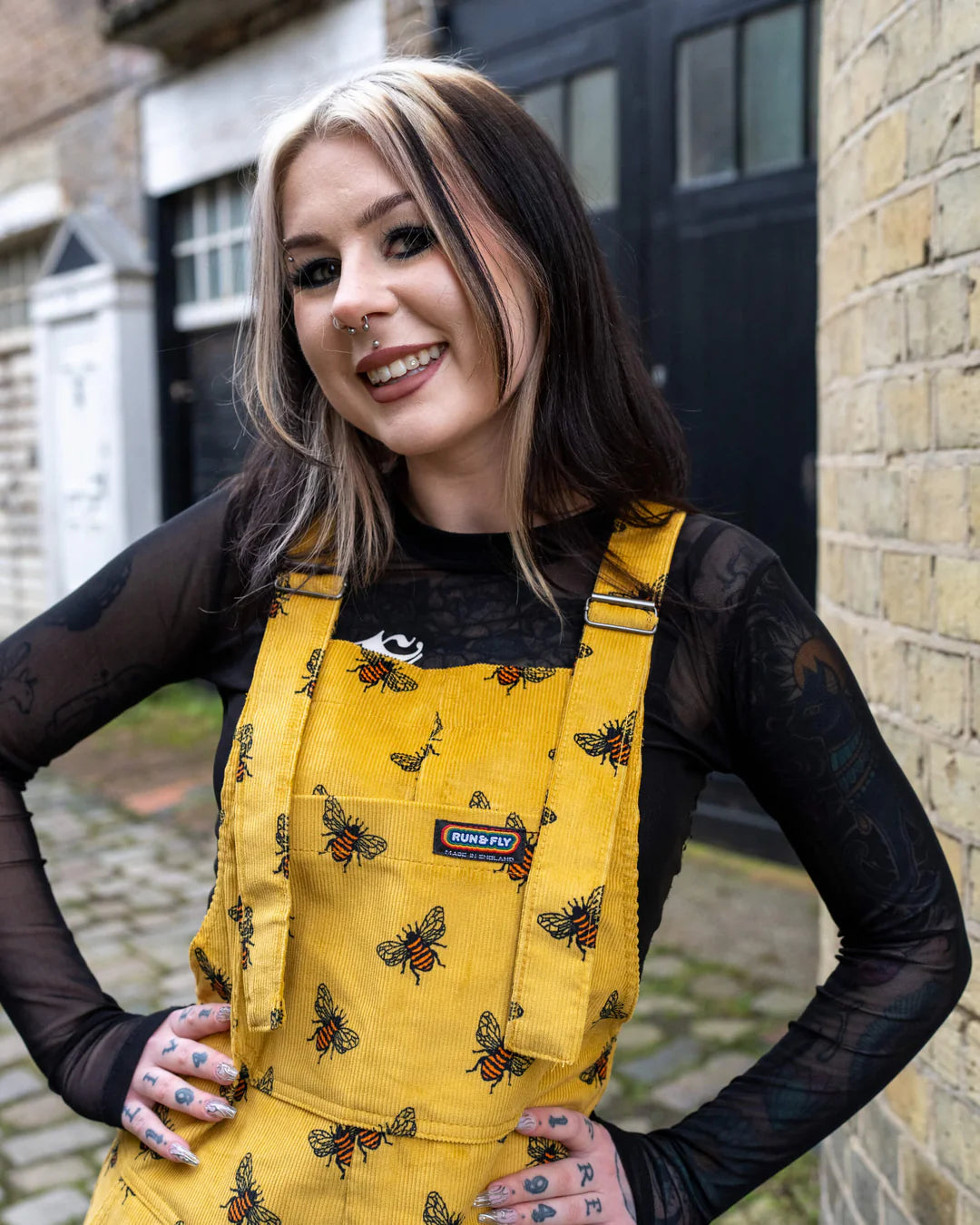 Run & Fly Gold Bee Cord Dungarees