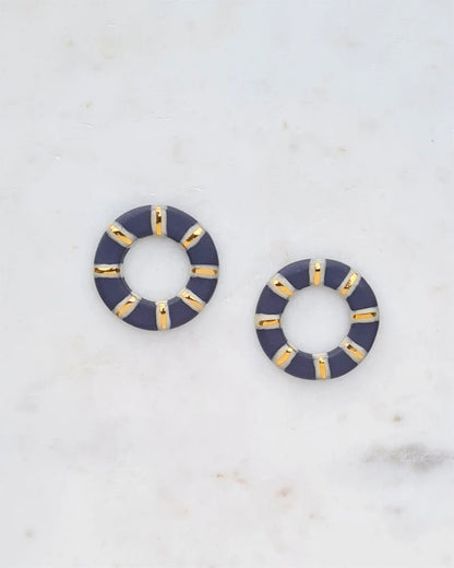 Olivia Stud Hoop Earring - Porcelain with Gold Lustre Detail