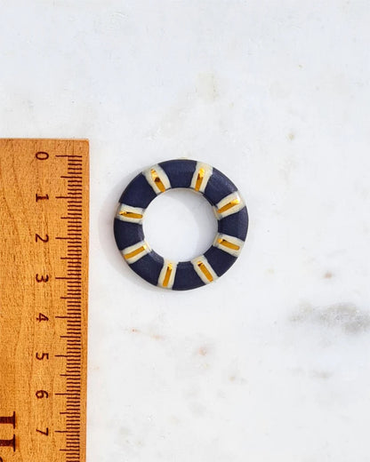 Olivia Stud Hoop Earring - Porcelain with Gold Lustre Detail