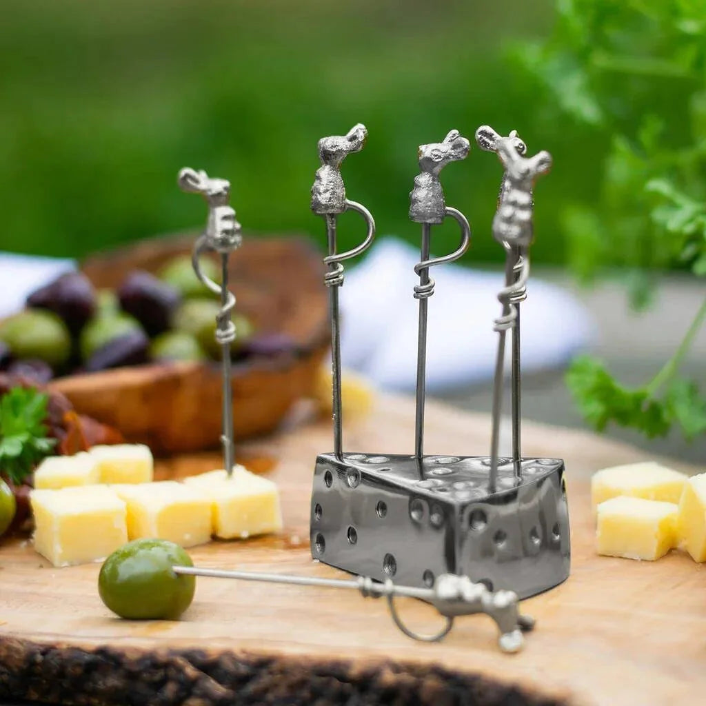 Mouse Cocktail Picks with Slice Stand