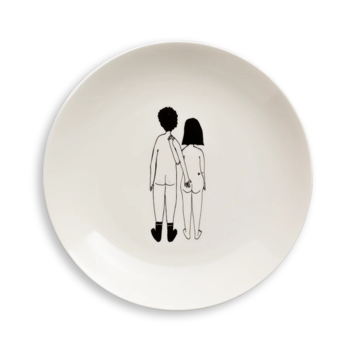 Helen B Porcelain Plate Naked Couple Back | Helen B Ceramics