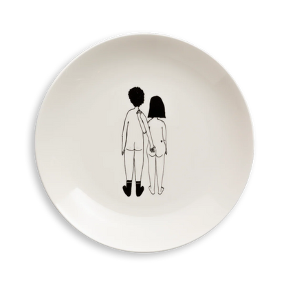 Helen B Porcelain Plate Naked Couple Back | Helen B Ceramics