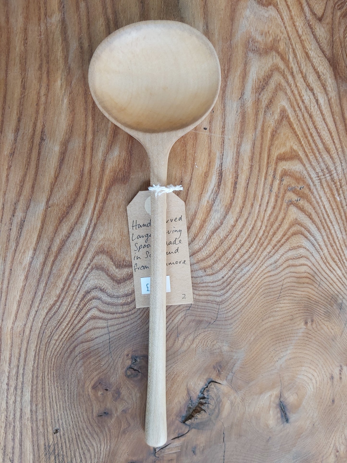 Hand Carved Sycamore Large Serving Spoon