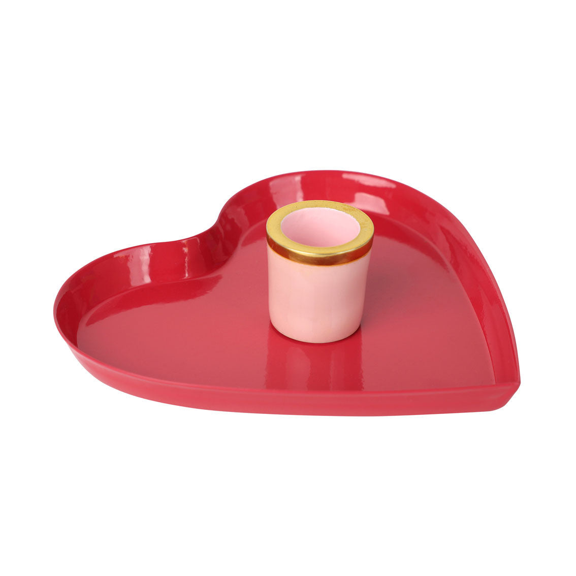 Enamel Candle Holder Red Heart