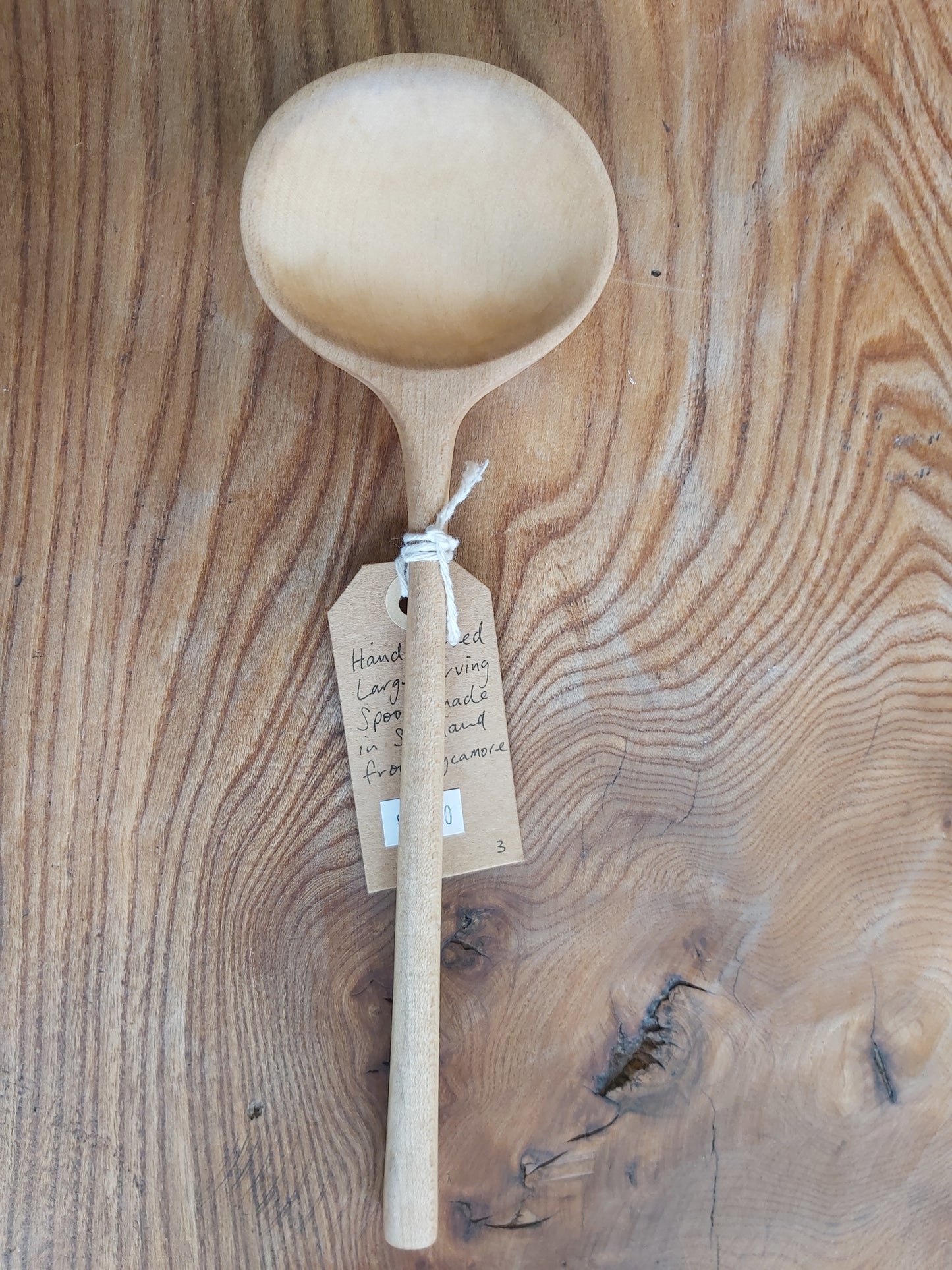 Hand Carved Sycamore Large Serving Spoon