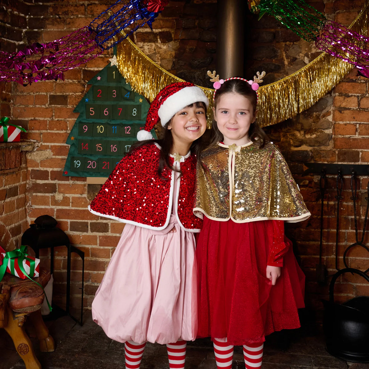Jolly Santa Sequin Velvet Hat (3-10 Years)