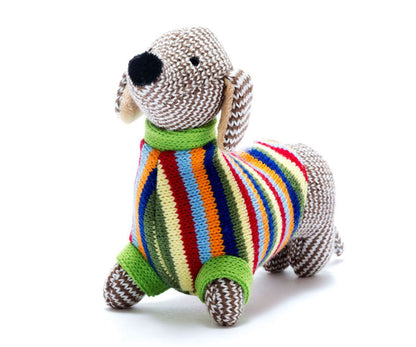 Knitted Sausage Dog Rattle (0+)