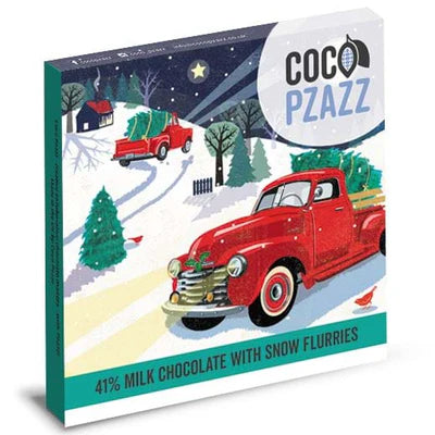 Coco Pzazz Christmas Milk Chocolate Bar with Snow Flurries