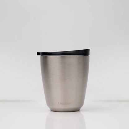 8oz Huskee Brushed Steel Cup & Lid
