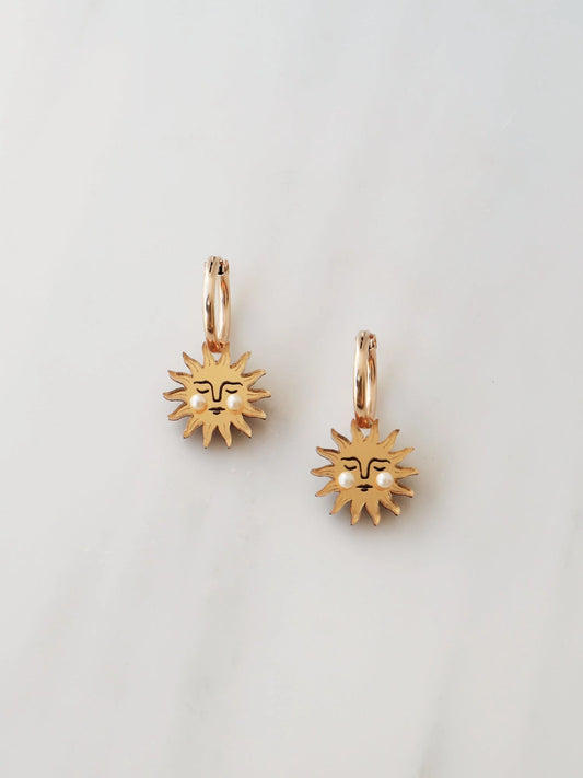 Wolf & Moon Sun Hoop Earrings
