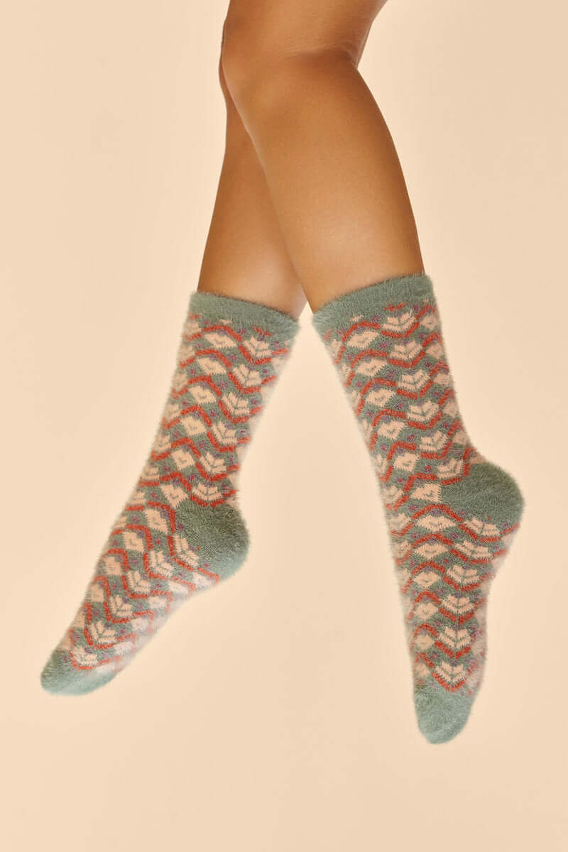 4-9 Fair Isle Frizz Slipper Socks