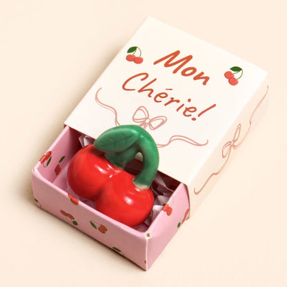 Tiny Matchbox Ceramic Cherry Token