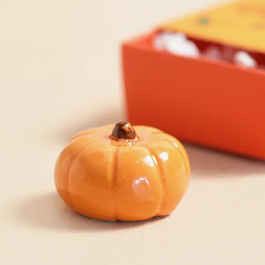 Tiny Matchbox Ceramic Pumpkin Token