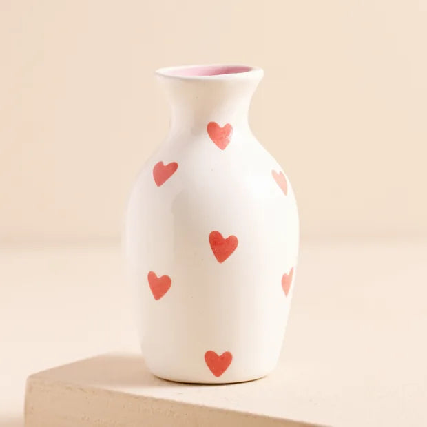 Tiny Red Hearts Bud Vase