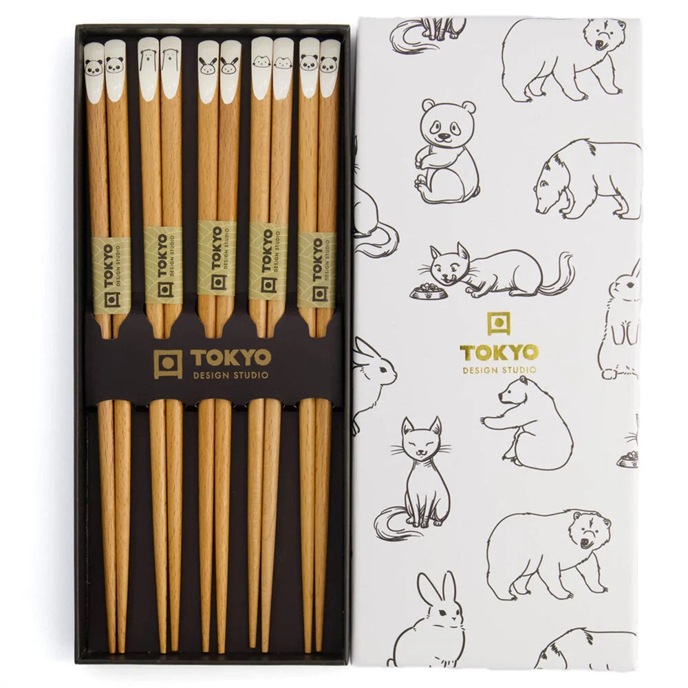 Tokyo Design Studio 5 Sets of Chopsticks Mix Animals in Gift Box