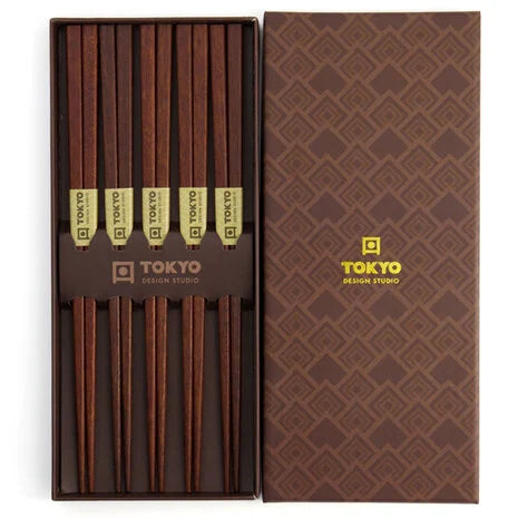 Tokyo Design Studio 5 Sets of Chopsticks Square Brown in Gift Box