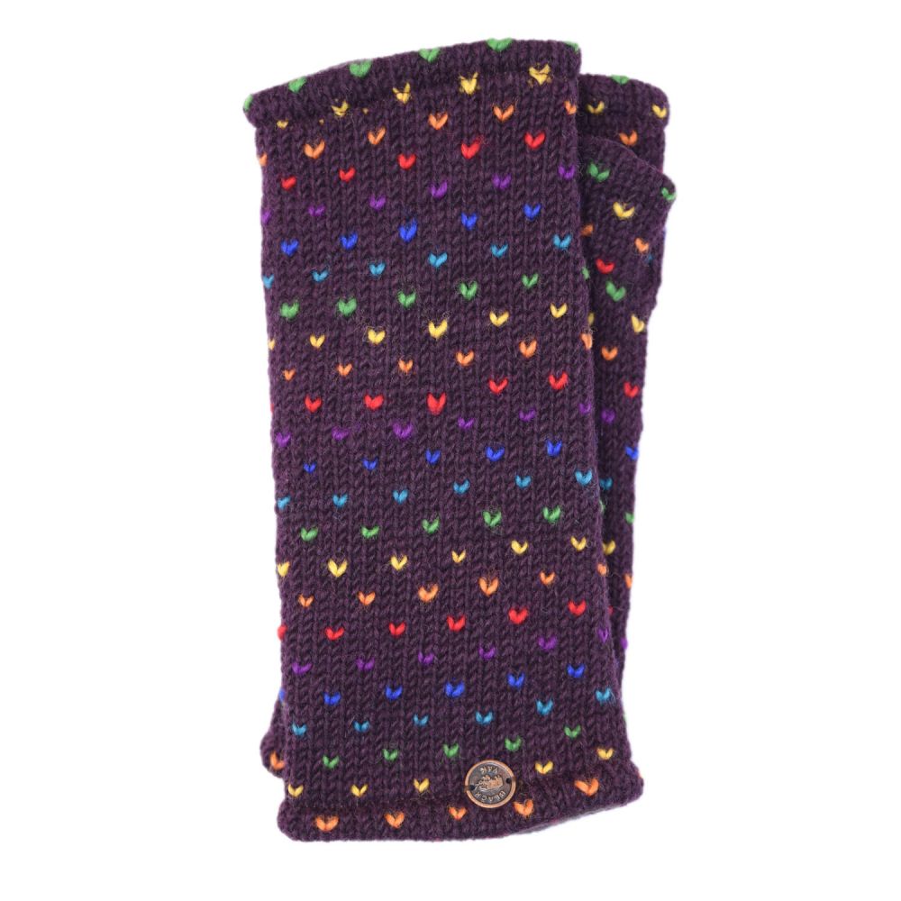 Wristwarmers Rainbow Tick Aubergine