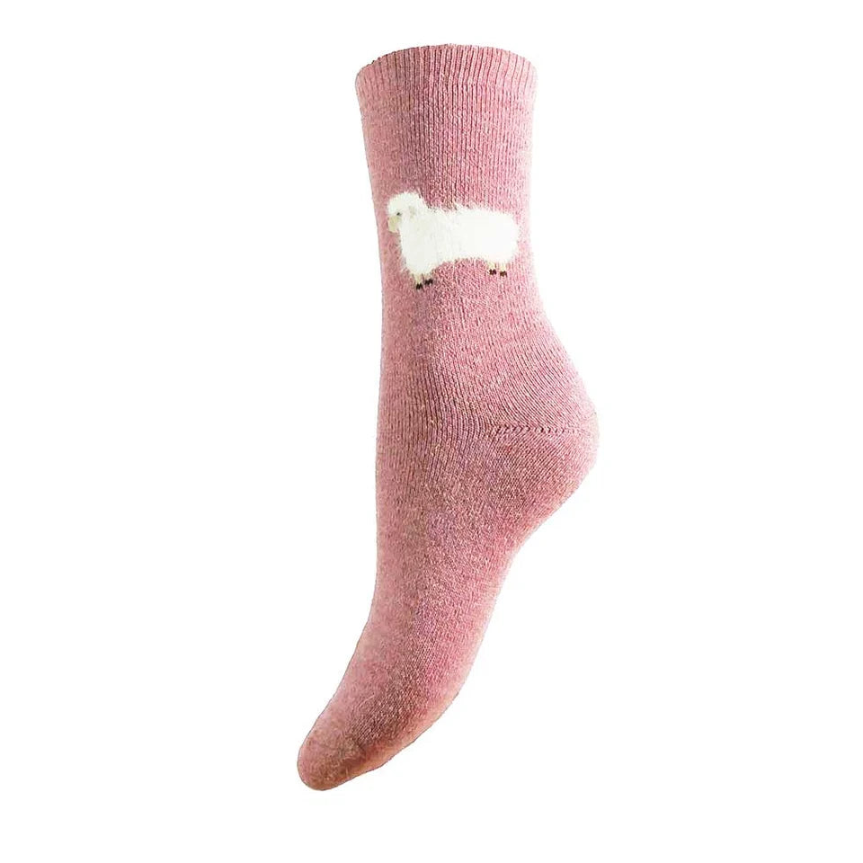 4-7 Wool Blend Socks Sheep (Pink)
