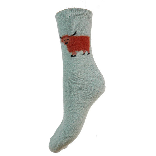 4-7 Wool Blend Brown Cow (Light Blue)