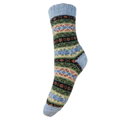 4-7 Wool Blend Socks Pale Blue Multi Fairisle