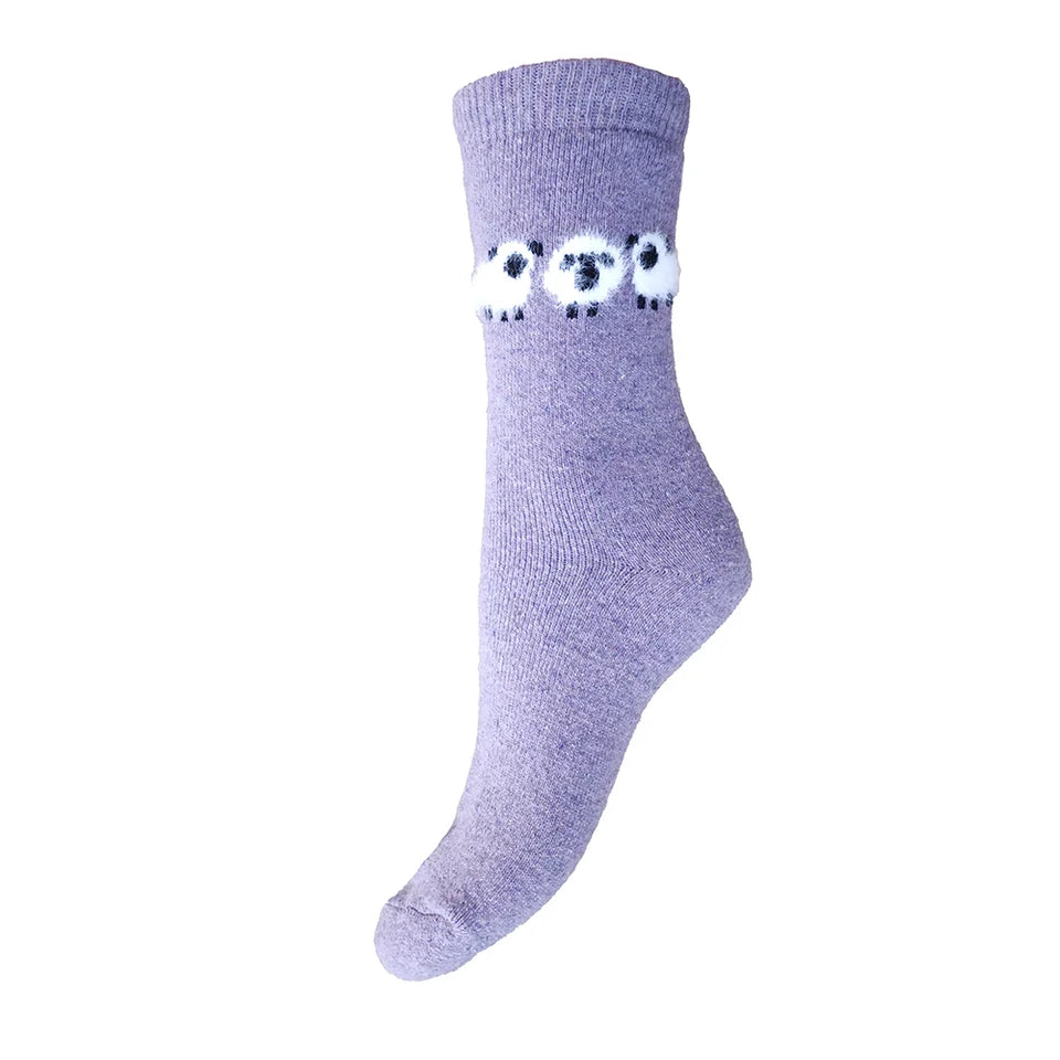 4-7 Wool Blend Socks Jumping Sheep (Purple)