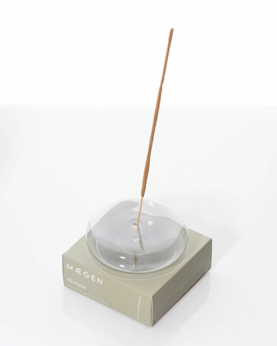 Maegen Dimple Glass Incense Holder (Grey)