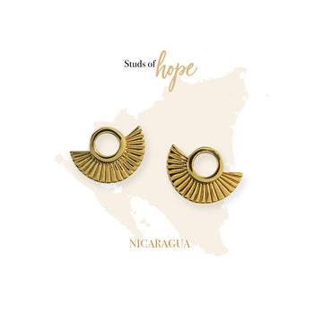 NICARAGUA Gold Art Deco Stud Earrings
