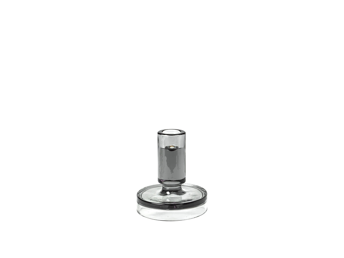 MED CANDLE HOLDER PETRA GLASS SMOKE