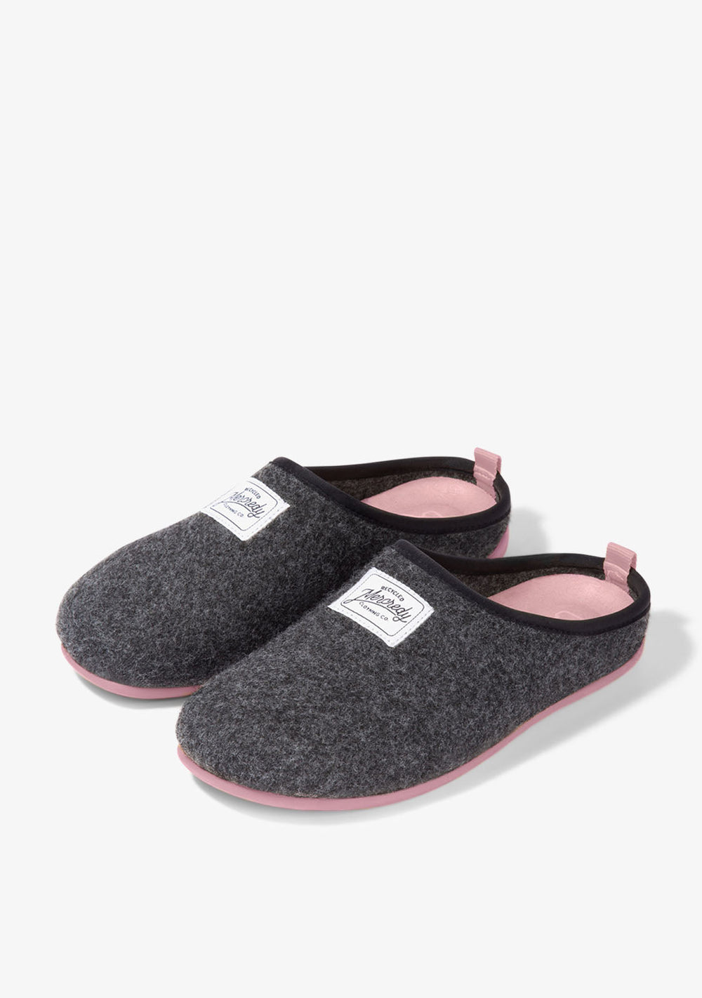 Recycled Felt Slippers Black/Pink 36