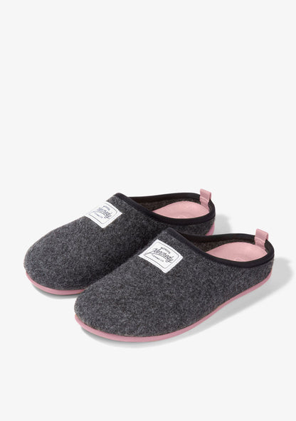 Recycled Felt Slippers Black/Pink 36