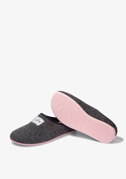 Recycled Felt Slippers Black/Pink 36